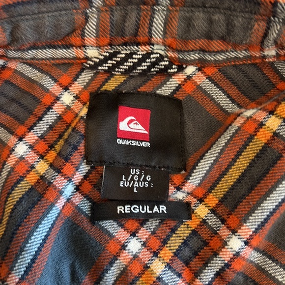 Quicksilver Flannel Orange and Grey Long Sleeve Buttoned Casual Shirt - Large - Picture 5 of 11